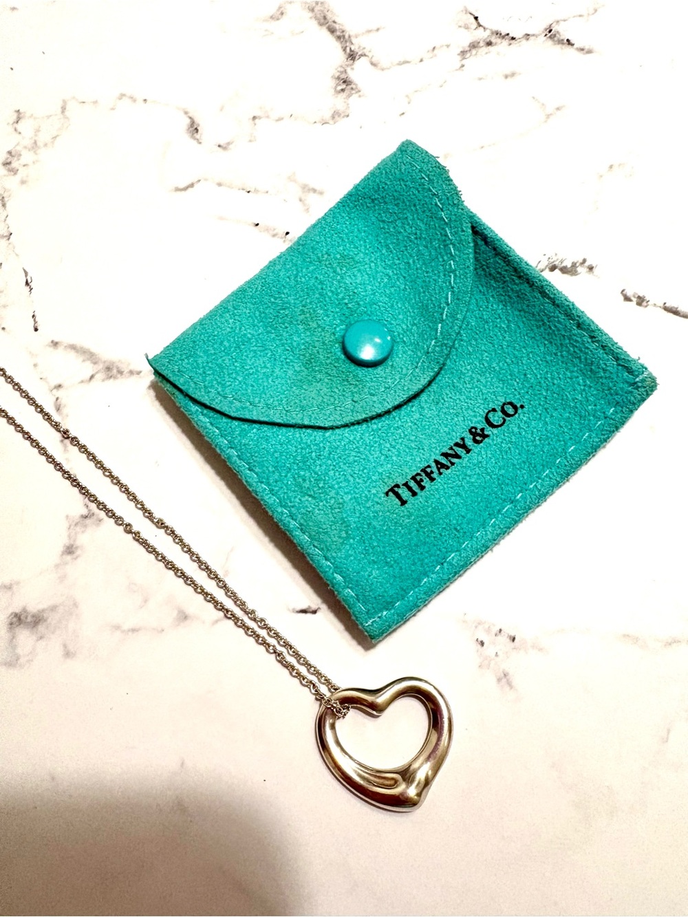 Tiffany and Co. Elsa Peretti Open Heart Pendant Necklace - Picture 5 of 9
